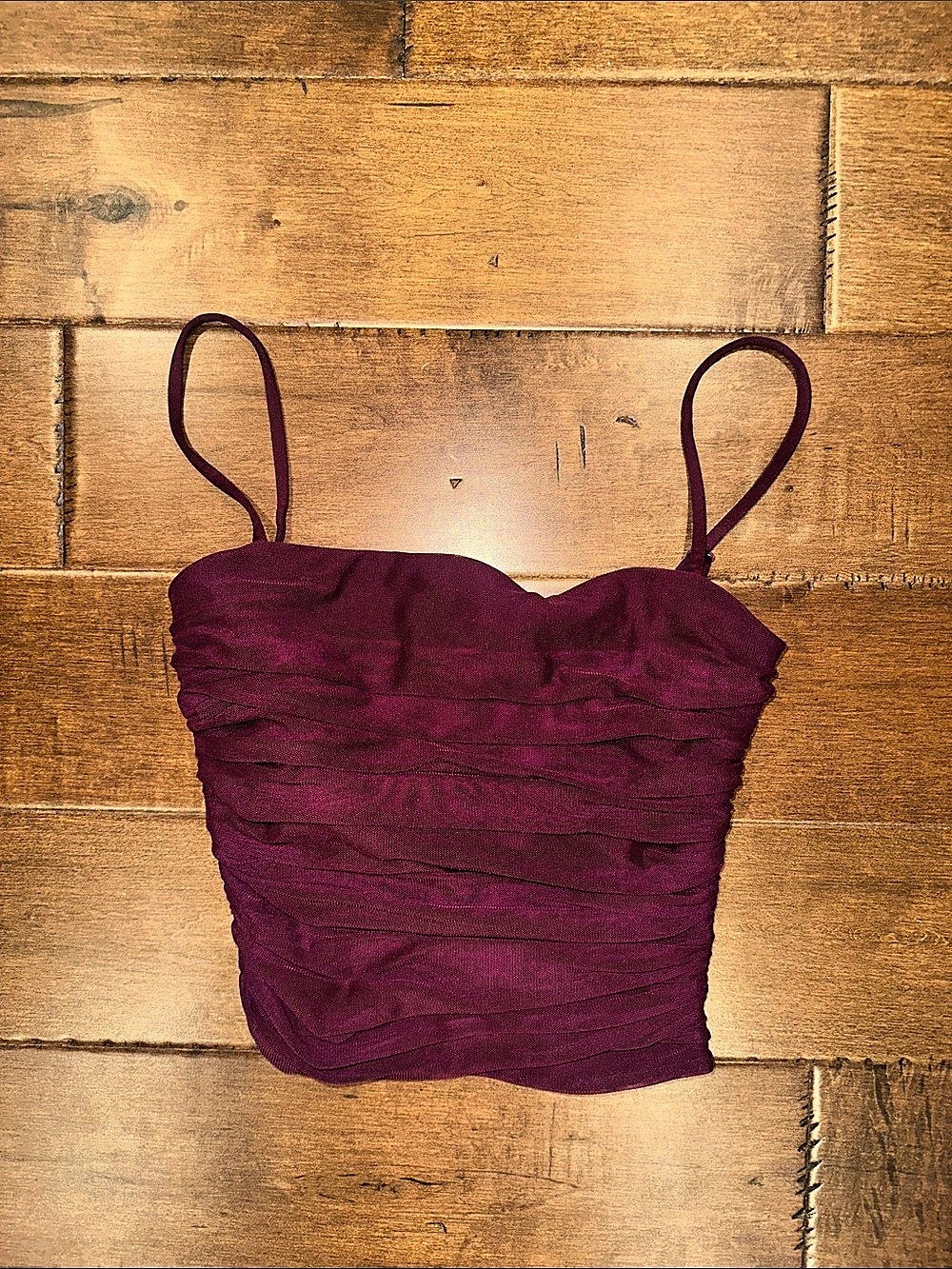 Express Body Contour Ruched Mesh Cami Top Purple Extra-Small